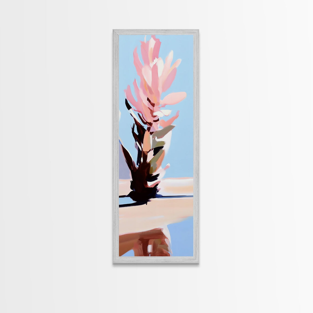 Blooming Beauty, Pastel Floral Art, Feminine Aesthetic, Soft Pink Flowers, Minimalist Botanical Painting, Bedroom Framed Canvas Print