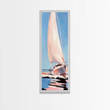 Sailing Dream, Nautical Adventure Art, Soft Pastel Seascape, Elegant Coastal Decor, Minimalist Ocean Scene, Framed Canvas Print