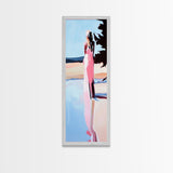 Tranquil Woman, Nature Reflection, Soft Pastels, Serene Landscape, Framed Canvas Print, Minimalist Art, Peaceful Home Decor
