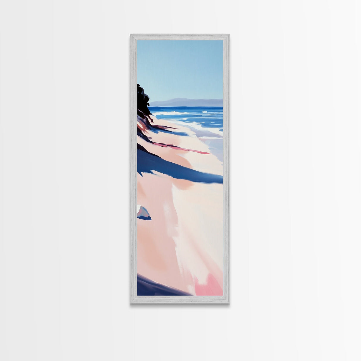 Coastal Shore, Beach Landscape, Ocean Wall Art, Framed Canvas Print, Modern Seascape, Minimalist Home Decor, Bedroom Print