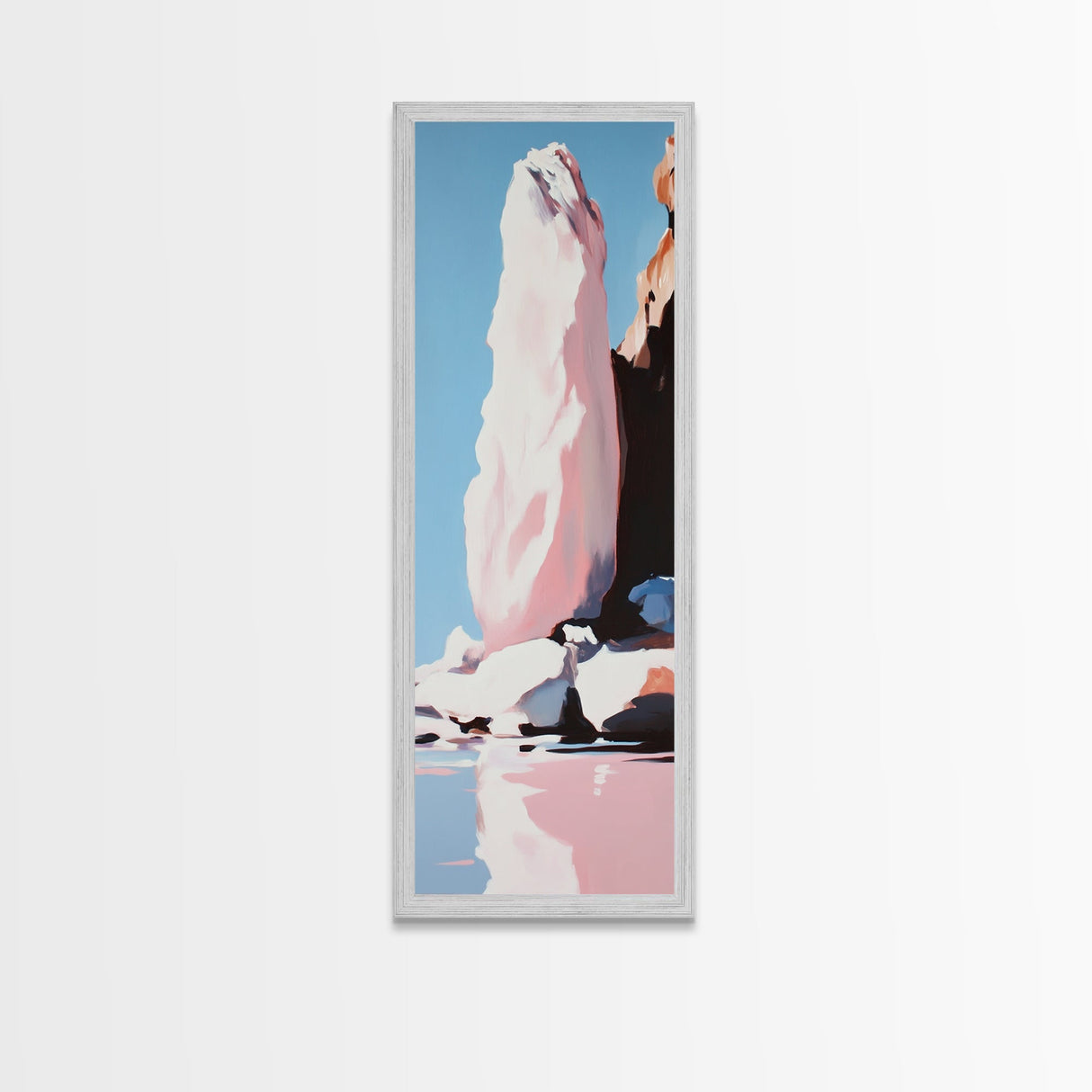 Iceberg, Arctic, Frozen Landscape, Blue, White, Modern Home Art, Minimalist, Winter, Living Room, Office, Framed Canvas Print