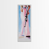 Western Girl, Cowboy, Vintage Style, Modern, Pink, Blue, Fashion Art, Feminine, Boho, Living Room, Framed Canvas Print