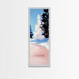 Winter Landscape, Snowy Trees, Blue Sky, Framed Canvas Print, Minimalist Art, Modern Decor, Living Room Wall Art, Christmas Aesthetic