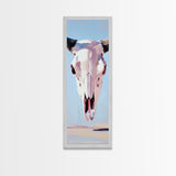 Bull Skull, Western Rustic, Desert Vibes, Framed Canvas Print, Boho Wall Art, Cowboy Aesthetic, Southwest Home Decor, Living Room Accent