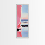 Pink Horizon, Coastal Sunrise, Minimalist Beach Painting, Abstract Seascape Art, Contemporary Pastel Wall Decor, Canvas Print, Office Wall Art