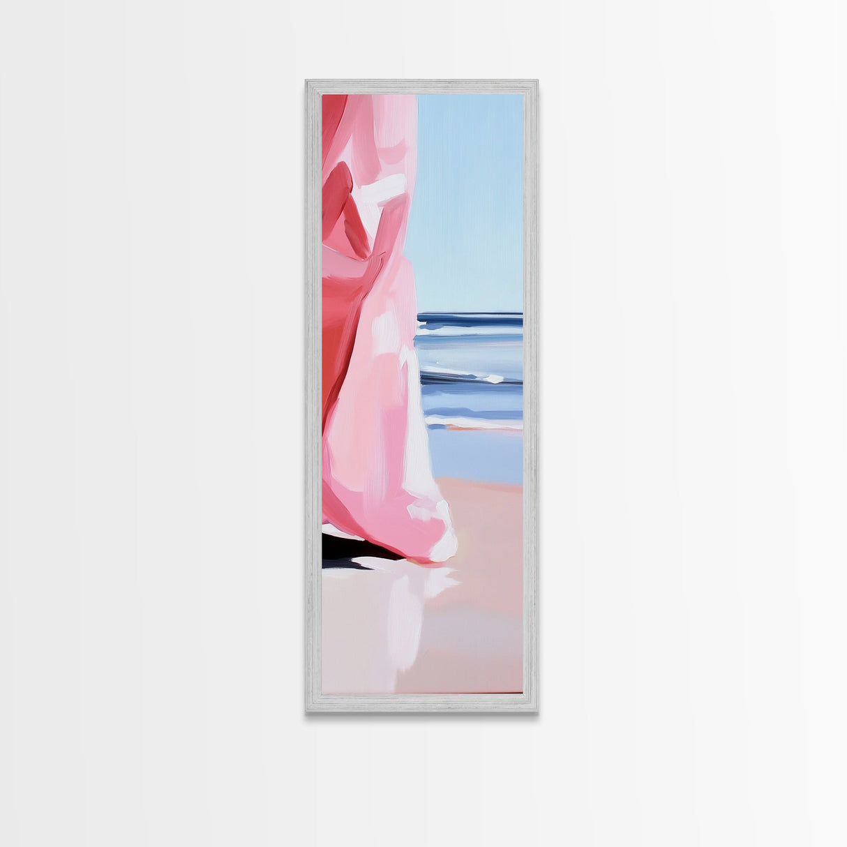 Windswept Dress, Ocean Breeze Art, Soft Pastel Coastal Decor, Feminine Beach Aesthetic, Modern Abstract Art, Canvas Print, Bedroom Wall Art