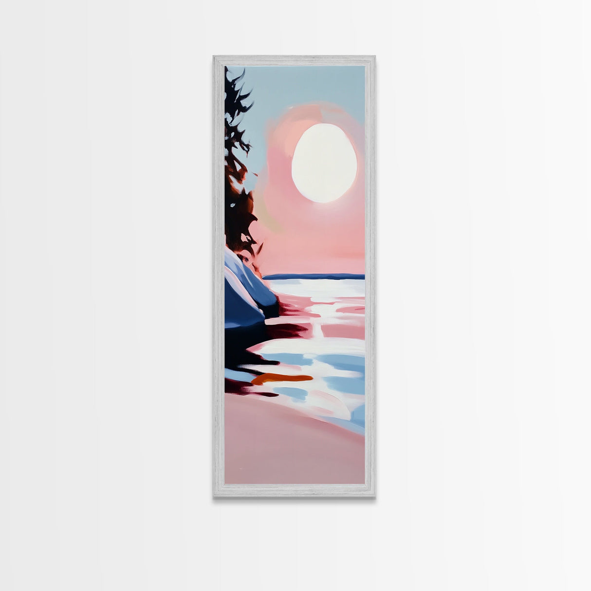 Sunset Beach, Ocean Landscape Painting, Warm Coastal Colors, Abstract Water Reflection, Modern Art, Canvas Print, Living Room Wall Art