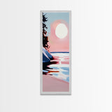 Sunset Beach, Ocean Landscape Painting, Warm Coastal Colors, Abstract Water Reflection, Modern Art, Canvas Print, Living Room Wall Art
