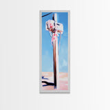 Coastal Utility Pole, Minimalist Beach Art, Soft Pastel Aesthetic, Sky Blue Landscape, Modern Wall Decor, Framed Canvas Print, Ocean Vibes