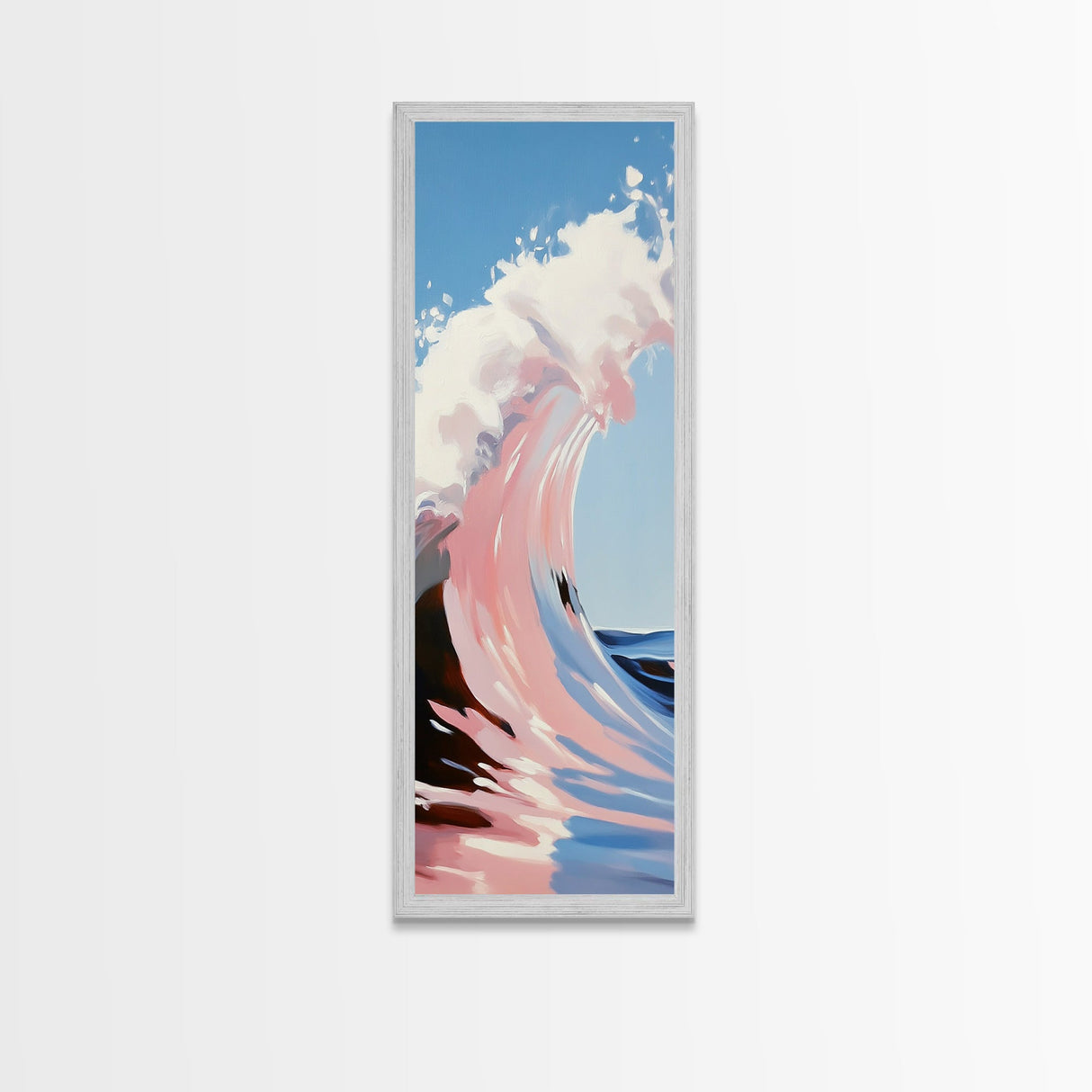 Ocean Wave, Surf Art, Dynamic Seascape, Blue Pink Aesthetic, Beach Lover Gift, Coastal Home Decor, Framed Canvas Print, Modern Wall Art