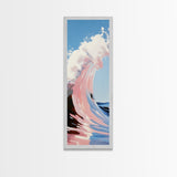 Ocean Wave, Surf Art, Dynamic Seascape, Blue Pink Aesthetic, Beach Lover Gift, Coastal Home Decor, Framed Canvas Print, Modern Wall Art