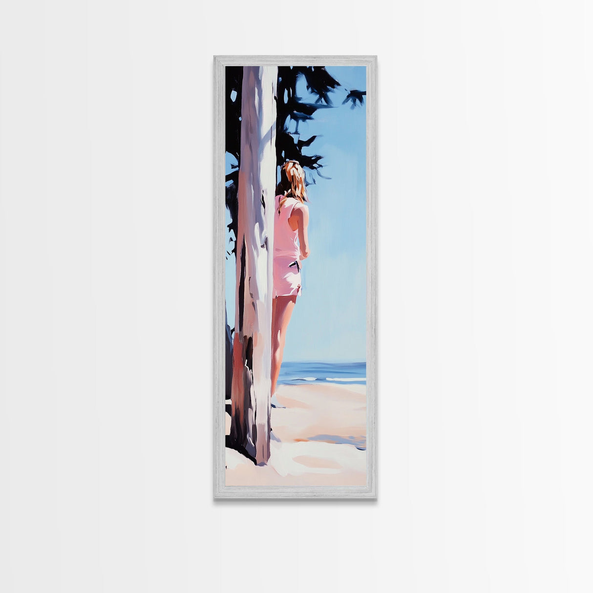 Beach Girl, Coastal Lifestyle, Summer Vibes, Ocean Inspired Aesthetic, Beach Wall Art, Sun-Kissed Decor, Framed Canvas Print, Relaxing Art