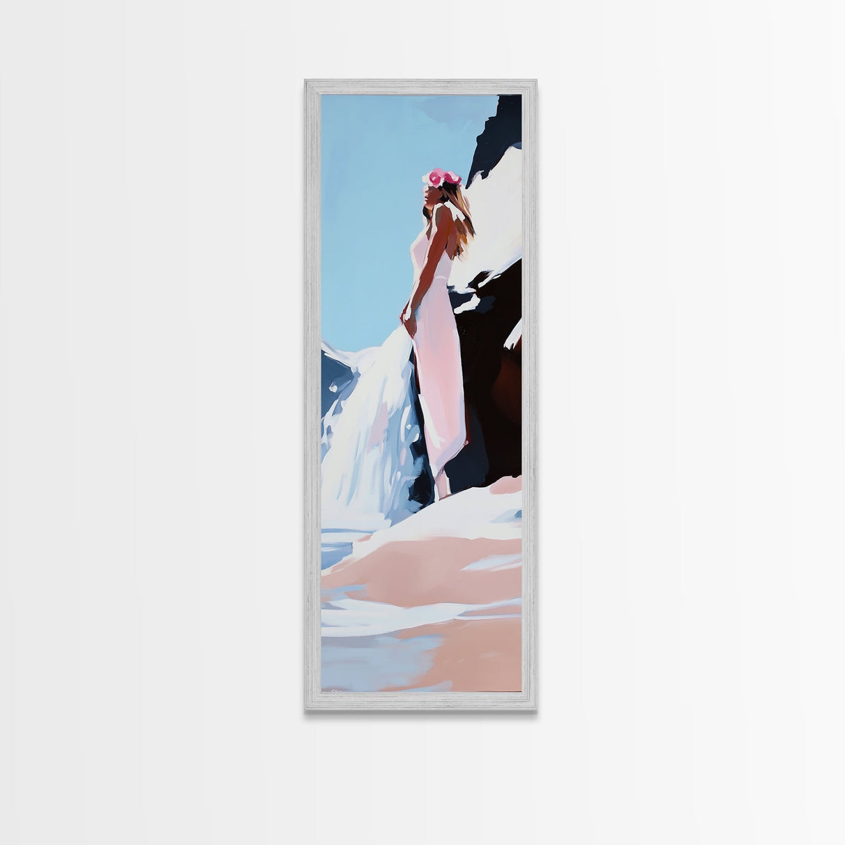 Woman in Nature, Ocean View, Beach Scene, Canvas Print, Romantic Art, Soft Aesthetic, Minimalist Wall Art, Feminine Energy, Serene Mood