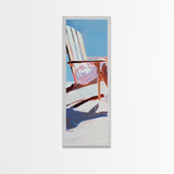 Beach Chair Relaxation, coastal art, summer vibes, minimalist beach painting, modern wall decor, living room art, framed canvas print