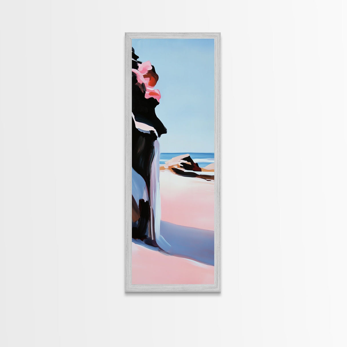 Coastal Cliffs, Pink Waves, Ocean Sunset, Canvas Print, Seascape Wall Art, Beach House Decor, Minimalist Coastal Art, Bedroom Wall Art