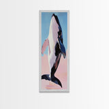 Jumping Whale, Ocean Waves, Marine Life, Canvas Print, Nautical Wall Art, Beach House Decor, Blue Coastal Art, Living Room Wall Art