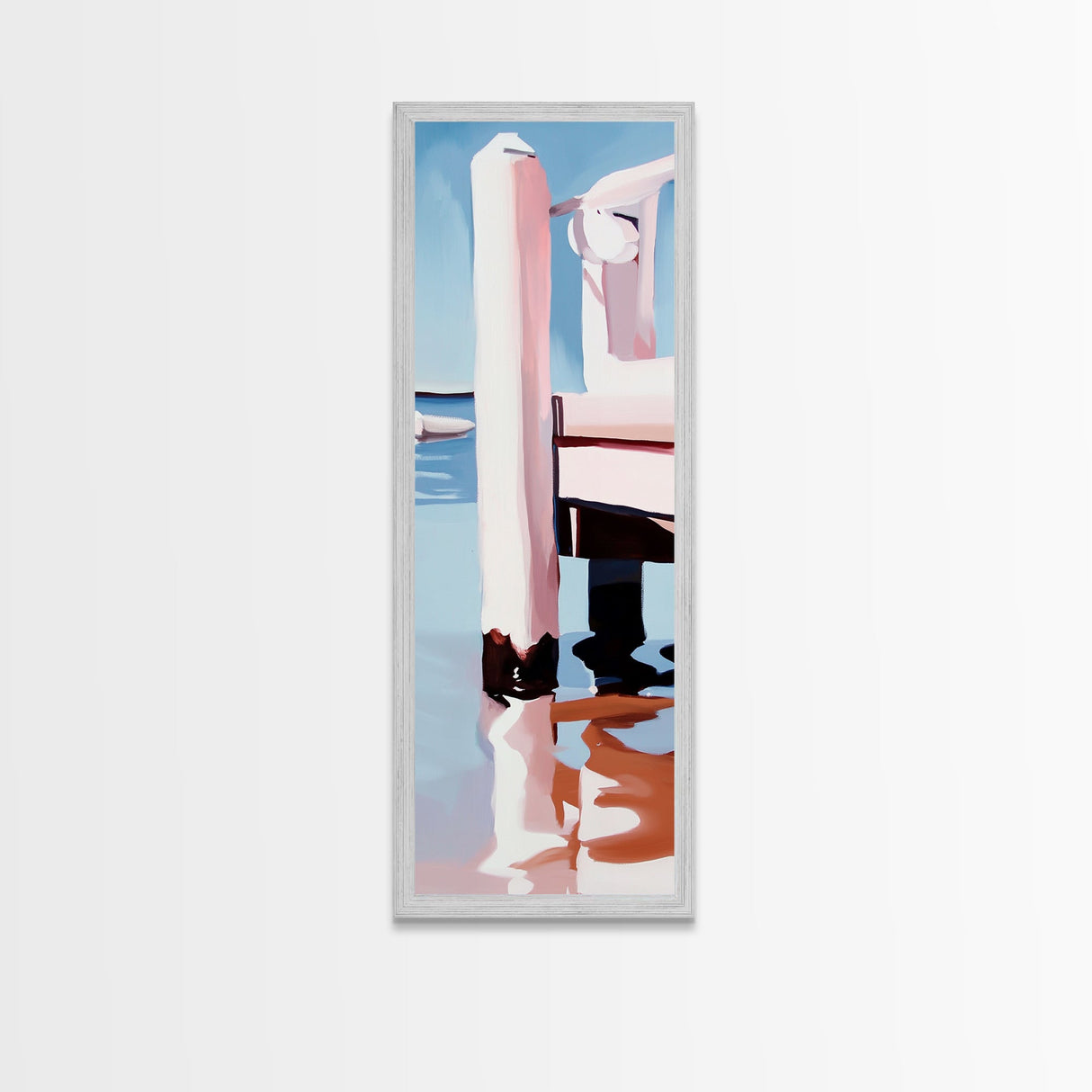 Dockside Reflection, Wooden Pier, Nautical Vibes, Framed Canvas Print, Coastal Art, Beach Home Decor, Minimalist Art, Bathroom Wall Art