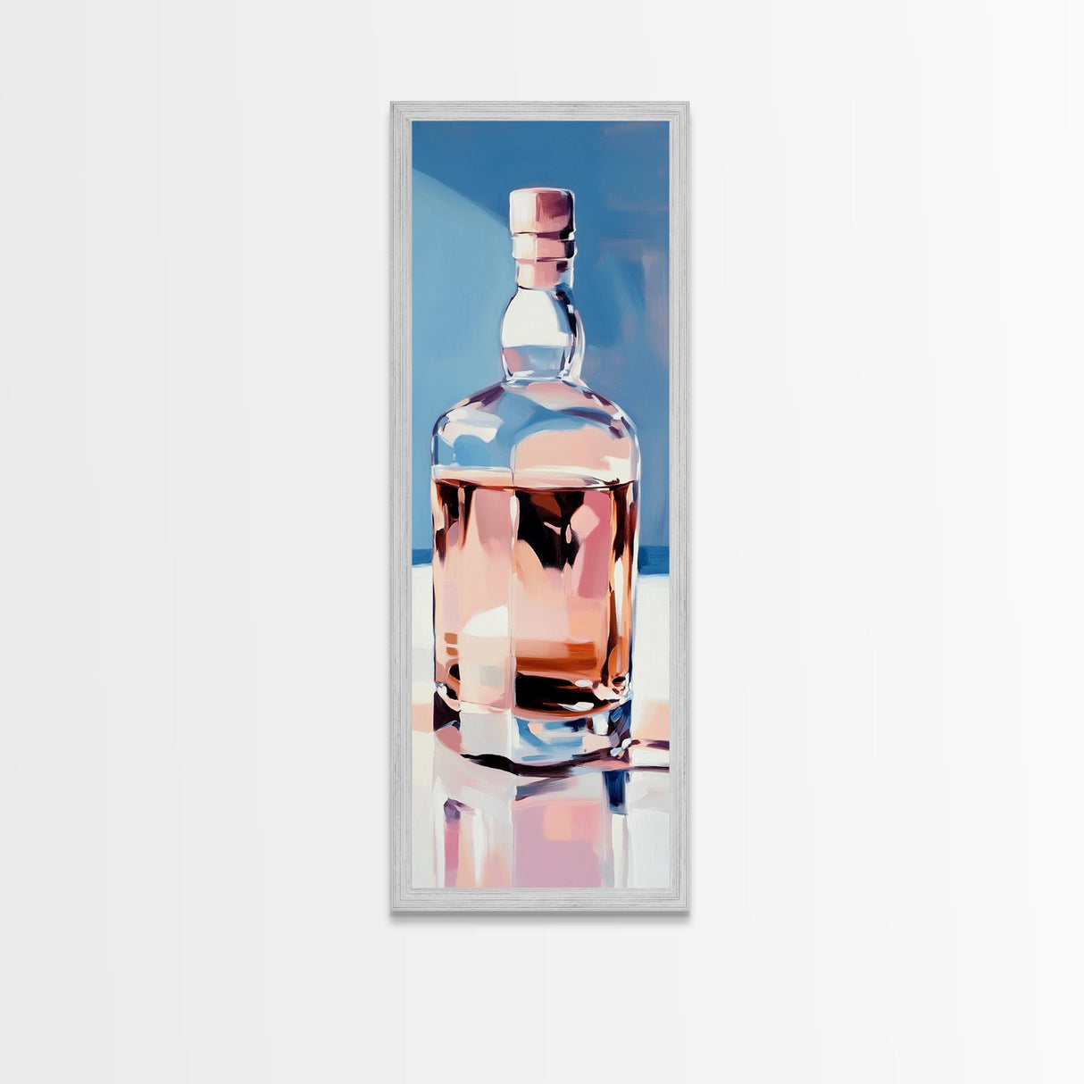 Whiskey Bottle, Elegant Bar, Glass Reflection, Canvas Print, Kitchen Wall Art, Modern Liquor Decor, Man Cave Art, Rustic Bar Wall Art