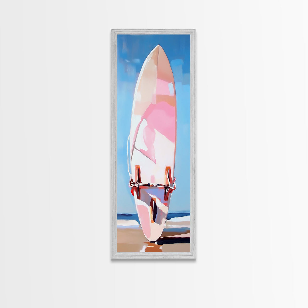 Surfboard Art, Beach Wall Decor, Coastal Living Print, Modern Summer Art, Minimalist Style, Framed Canvas Print, Ocean Lover Gift