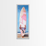 Surfboard Art, Beach Wall Decor, Coastal Living Print, Modern Summer Art, Minimalist Style, Framed Canvas Print, Ocean Lover Gift
