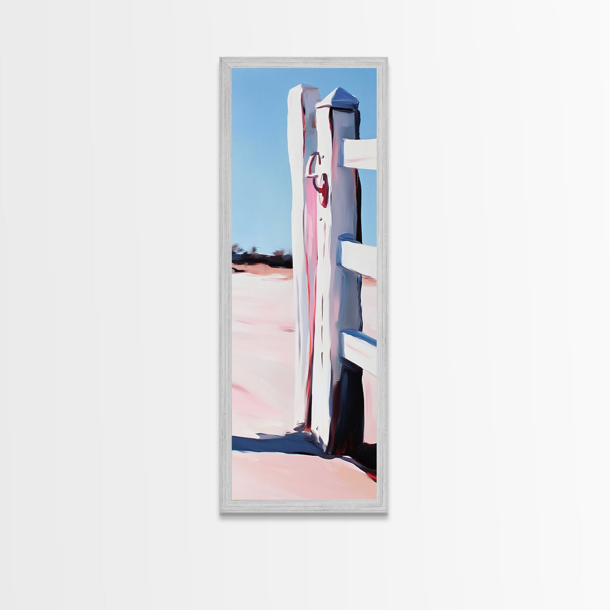 Fence Post, Rustic Landscape, Farmhouse Wall Art, Framed Canvas Print, Minimalist Art, Beach House Decor, Country Home Aesthetic