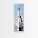 Nautical Anchor, Coastal Decor, Blue and Pink Art, Framed Canvas Print, Modern Minimalist, Ocean Wall Art, Beach House Decor