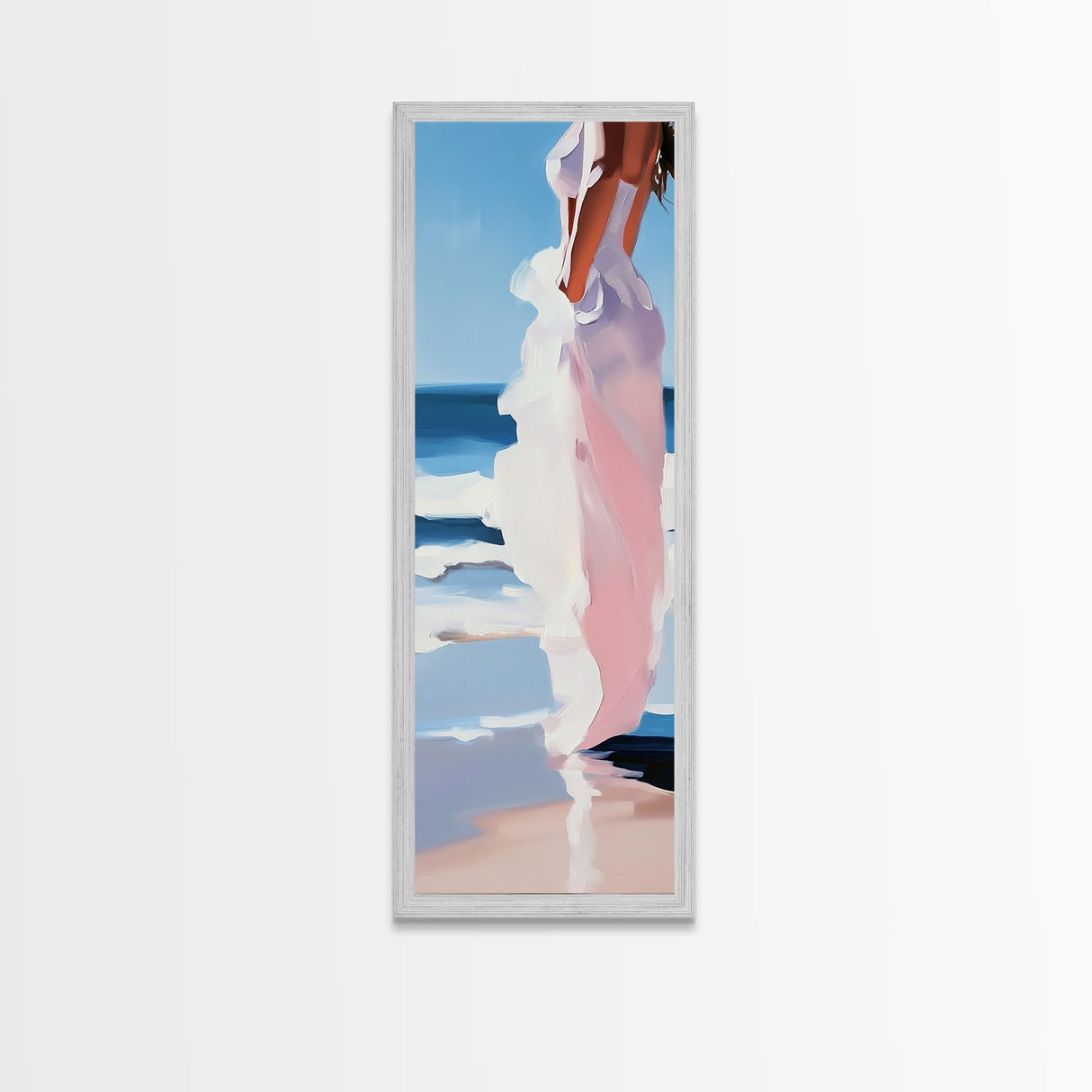 Coastal Elegance, Beach Reflection, Ocean Breeze, Framed Canvas Print, Minimalist Art, Bedroom Wall Art, Summer Aesthetic, Seaside Decor