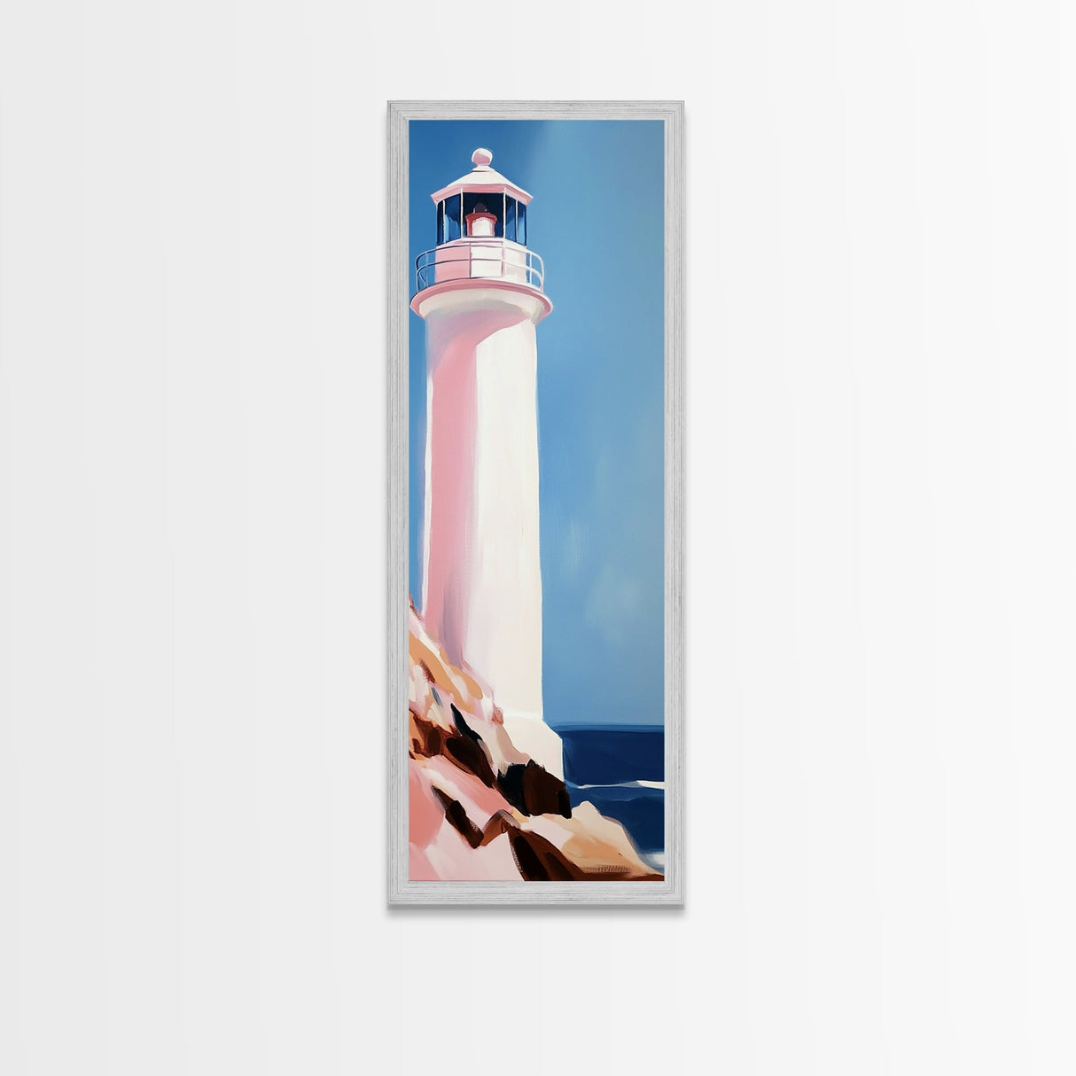 Lighthouse Serenity, Coastal Escape, Ocean Calm, Canvas Print, Nautical Wall Art, Minimalist Decor, Beach House Aesthetic, Office Art