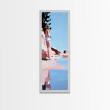 Woman by the Sea, Dreamy Coastal Art, Feminine Minimalist Print, Framed Canvas Print, Elegant Wall Art, Bedroom Decor, Modern Aesthetic