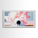 Abstract Explosion, Pink Cloud Art, Surreal Dreamy Painting, Modern Pastel Wall Decor, Whimsical Home Aesthetic, Framed Canvas Print