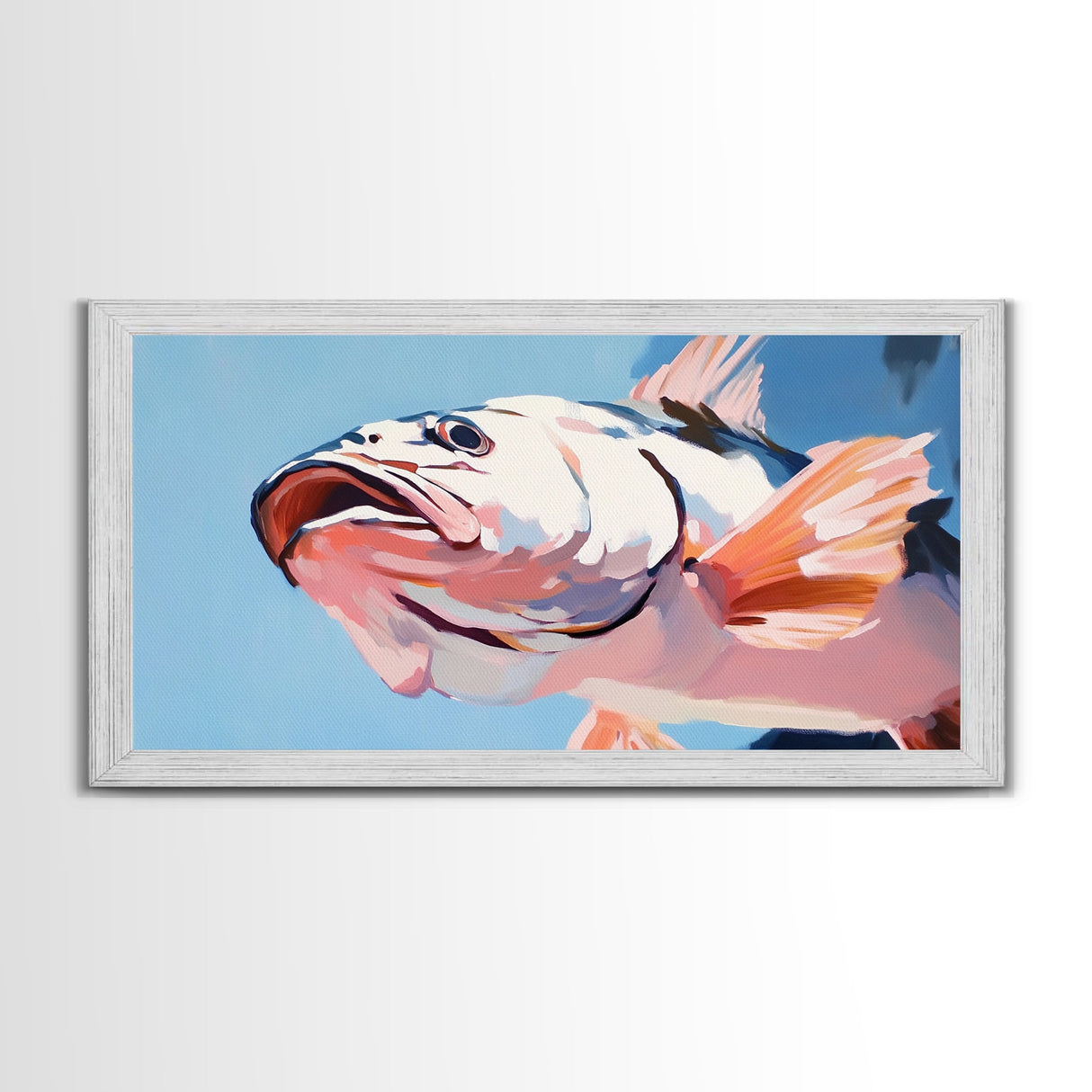 Pink Fish, Ocean Art, Coastal Aesthetic, Nautical Wall Art, Beach House Decor, Sea Life Painting, Living Room Wall Art, Canvas Print