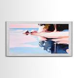 Serene Lake Reflection, Tranquil Water Scene, Minimalist Landscape, Framed Canvas Print, Living Room Wall Art, Coastal Wall Decor