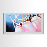 Basketball Hoop, Sports Aesthetic Art, Modern Minimalist Print, Framed Canvas Print, Boys Room Decor, Gym Wall Art, Sporty Home Decor