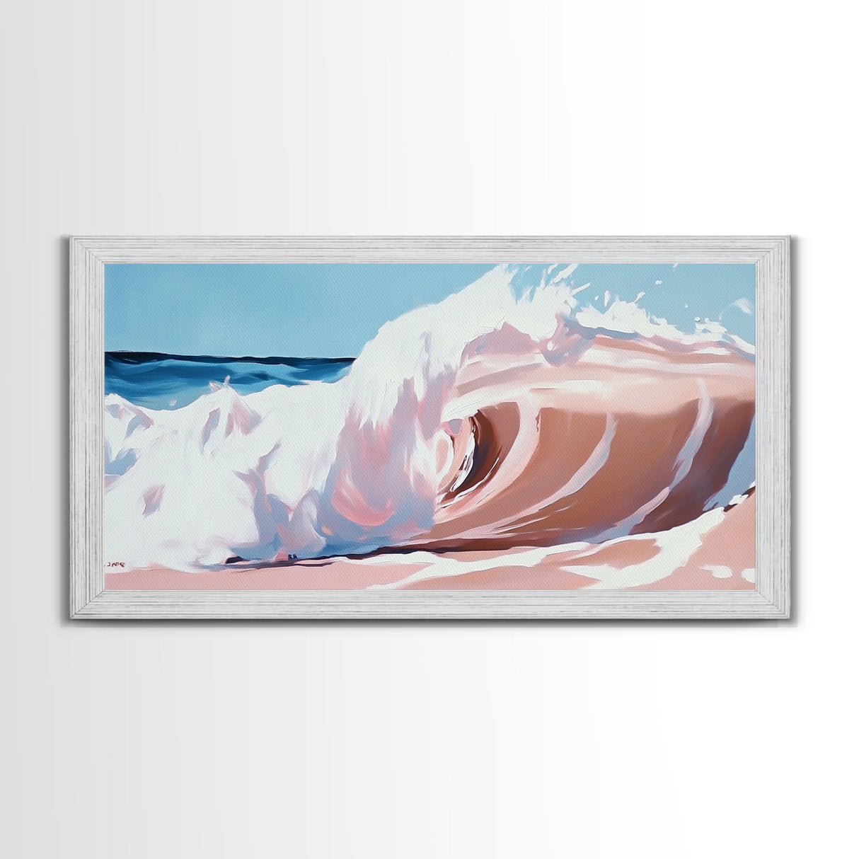 Ocean Wave, Surreal Seascape, Coastal Energy, Beach House Wall Art, Modern Nautical Decor, Blue and Pink Aesthetic, Canvas Print