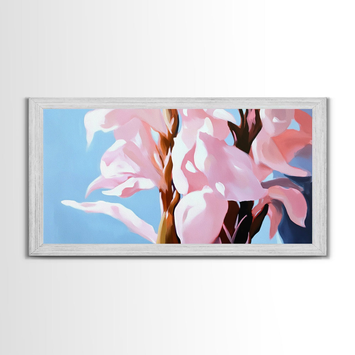 Pink Flowers, Floral Art, Nature Painting, Canvas Print, Spring Wall Decor, Botanical Artwork, Bedroom Decor, Minimalist Pastel Painting