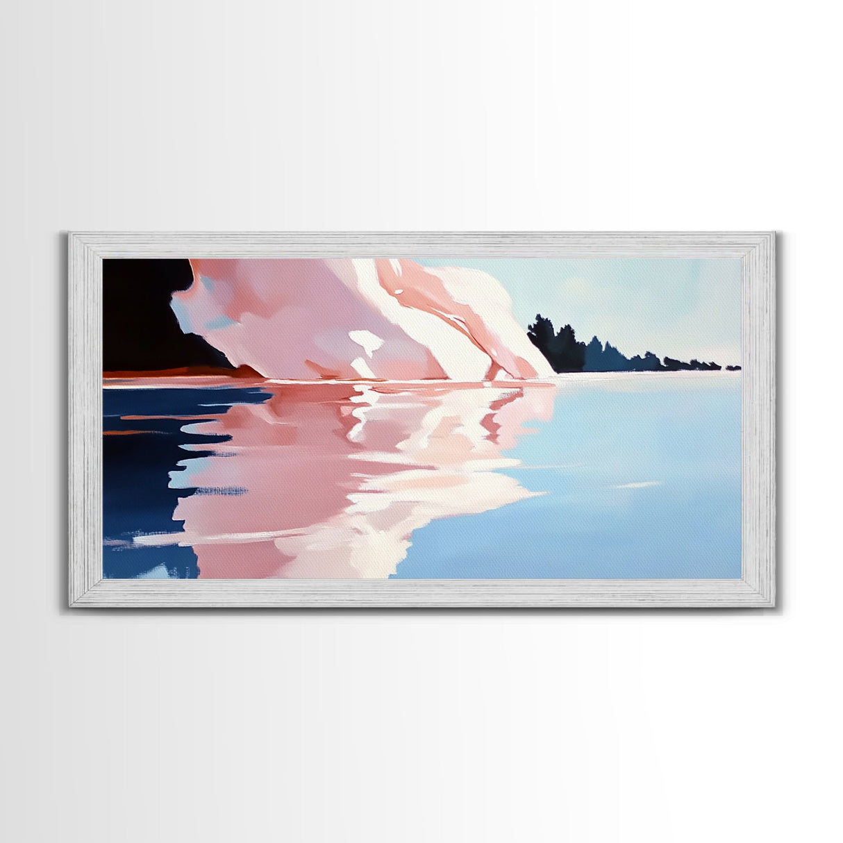 Iceberg Reflection, Arctic Landscape, Cool Tones, Ocean Scene, Framed Canvas Print, Modern Wall Art, Office Decor, Coastal Painting
