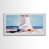 Lighthouse by the Sea, Nautical Wall Art, Ocean Lighthouse Print, Coastal Home Decor, Seaside Landscape, Bedroom Framed Canvas Print