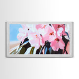 Pink Cherry Blossoms, Floral Wall Art, Romantic Botanical Print, Spring Bloom Decor, Nature-Inspired Aesthetic, Bedroom Framed Canvas Print