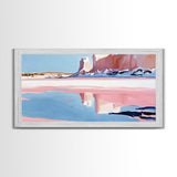 Desert Canyon Reflection, Southwest Landscape Art, Boho Nature Print, Western Wall Decor, Earthy Minimalist, Living Room Framed Canvas Print