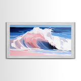 Pink Ocean, Abstract, Canvas Print, Coastal abstract painting, soft pastel waves, modern beach decor, minimalist seascape, tranquil water art