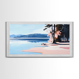 Sandy Shore, Coastal Landscape, Ocean Serenity, Nature Wall Art, Beach Vibes, Nautical Home, Modern Abstract, Framed Canvas Print