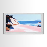 Coastal Escape, Ocean Waves, Seaside Serenity, Framed Canvas Print, Beach House Decor, Minimalist Art, Bedroom Wall Art, Nautical Print