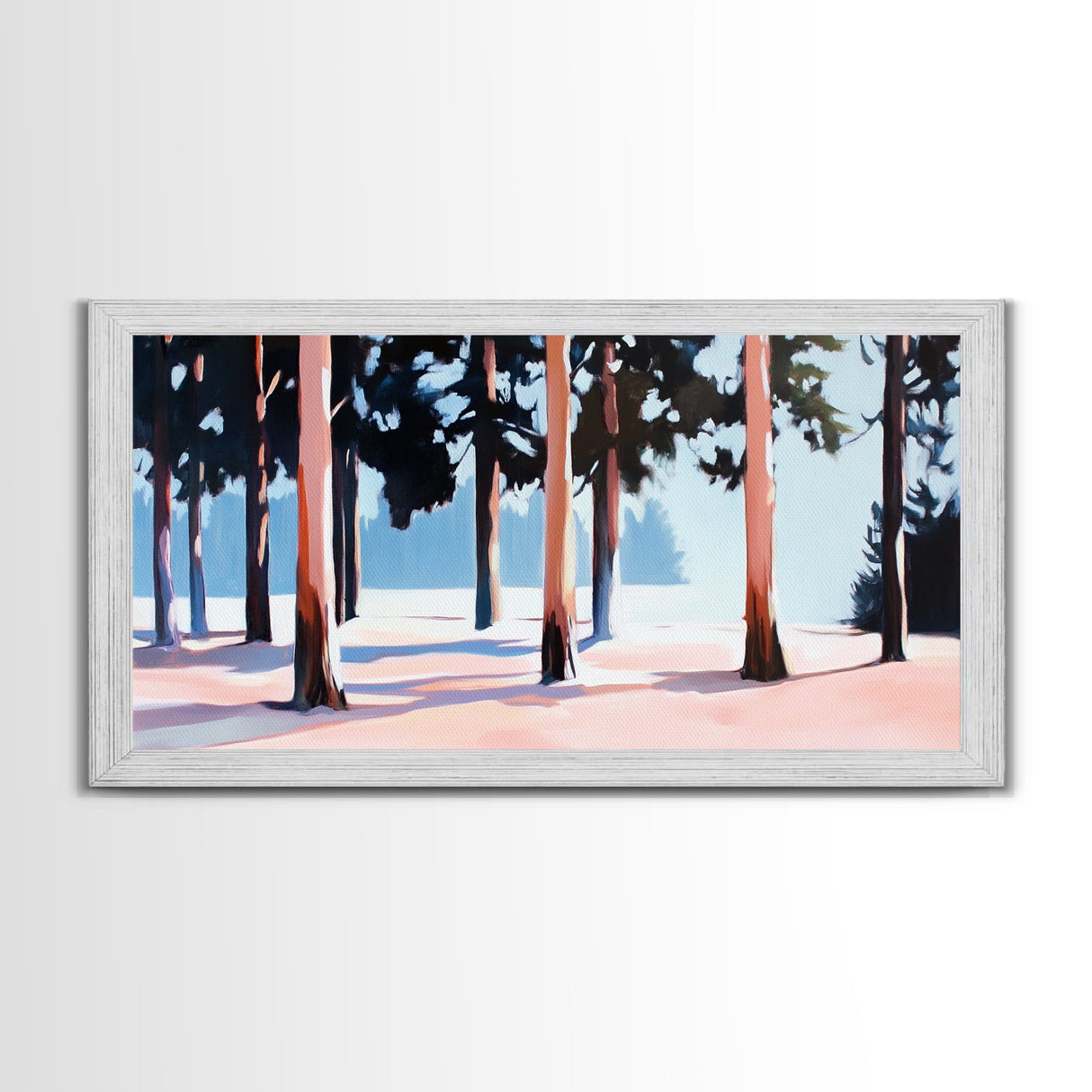 Winter Forest, Snowy Trees, Tranquil Wall Art, Framed Canvas Print, Nature Inspired, Cozy Home Decor, Serene Landscape, Rustic Living Room