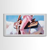 Western Rider, Cowgirl Art, Equestrian Wall Decor, Rustic Country Aesthetic, Pink and White Painting, Ranch Home Decor, Framed Canvas Print