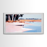 Marsh Landscape, Seaside Escape, Nature Painting, Calm Aesthetic, Framed Canvas Print, Coastal Wall Art, Living Room Decor, Fall Landscape