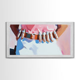 Western Style, Pink Cowboy, Modern Americana, Rustic Art, Boho Aesthetic, Home Office Wall Art, Western Decor, Framed Canvas Print
