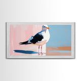 Seagull, Coastal, Nautical, Canvas Print, Beach House Wall Art, Nature Inspired, Minimalist Bird Painting, Oceanfront Home Decor