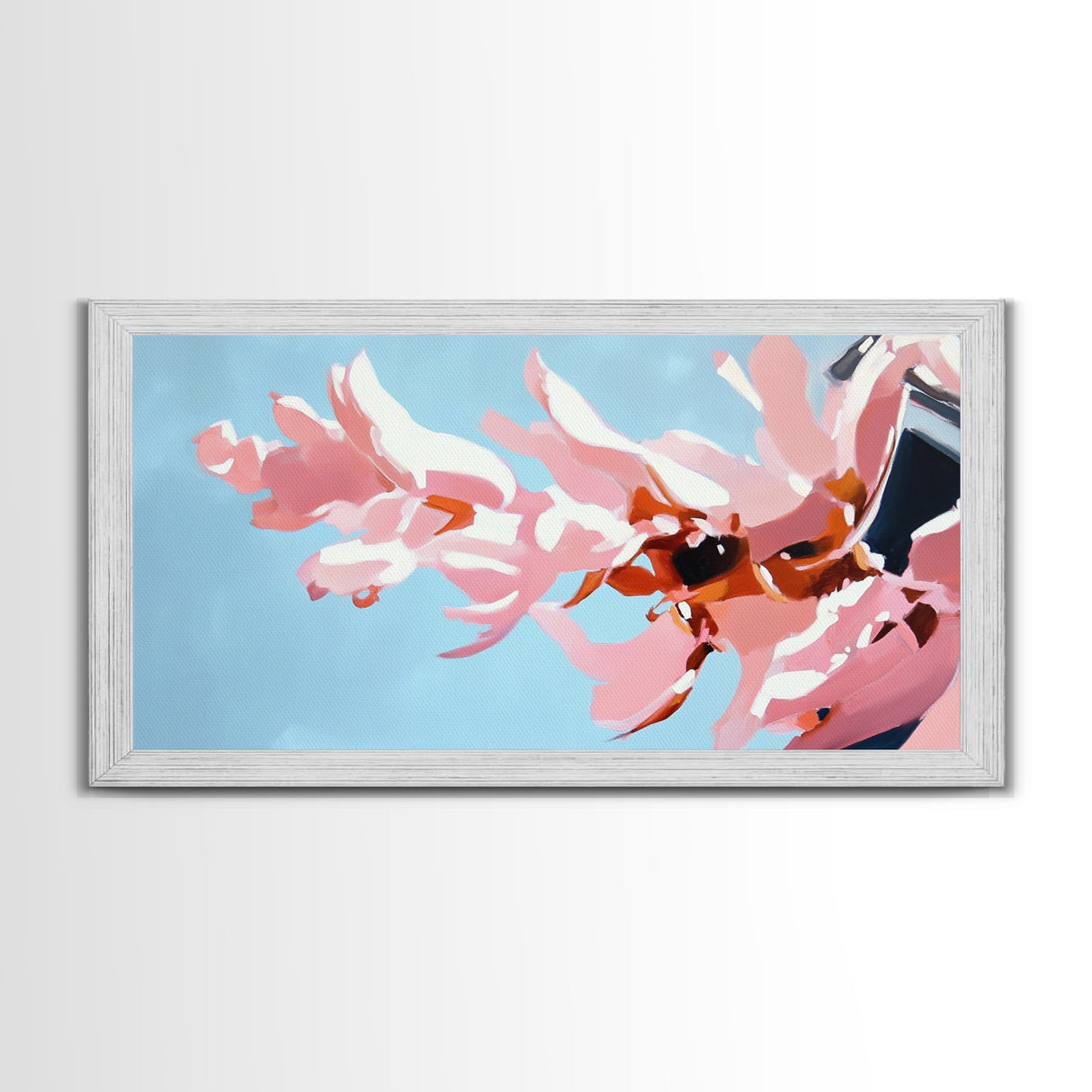 Pink Floral, Abstract Flowers, Modern Botanical, Pastel Wall Art, Minimalist Decor, Bedroom Wall Art, Framed Canvas Print, Feminine Aesthetic