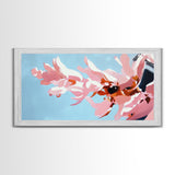 Pink Floral, Abstract Flowers, Modern Botanical, Pastel Wall Art, Minimalist Decor, Bedroom Wall Art, Framed Canvas Print, Feminine Aesthetic