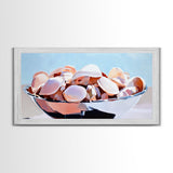 Seashell Bowl, Coastal Still Life, Beach House Decor, Ocean Aesthetic, Nautical Kitchen Wall Art, Minimalist Art, Canvas Print, Summer Vibes
